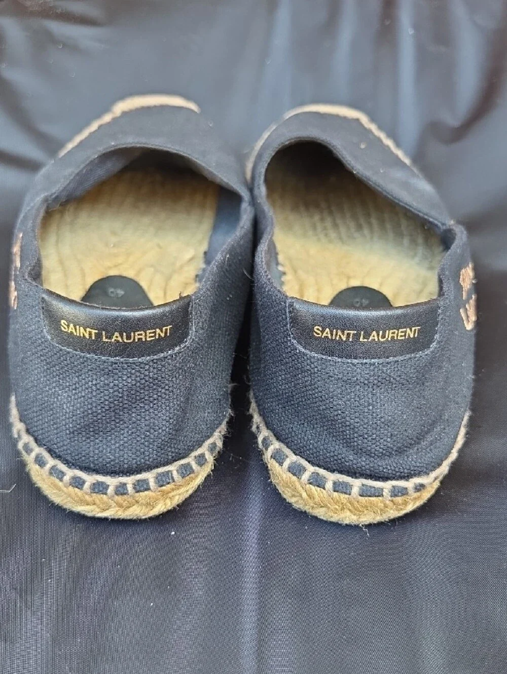Saint Laurent Navy Canvas Espadrille Slip-Ons